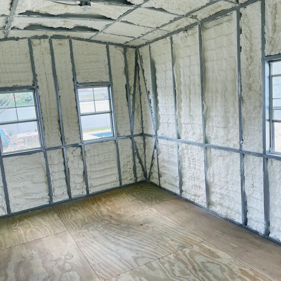 Closed-cell spray foam insulation applied to wall cavities in a residential project in Lemon Grove